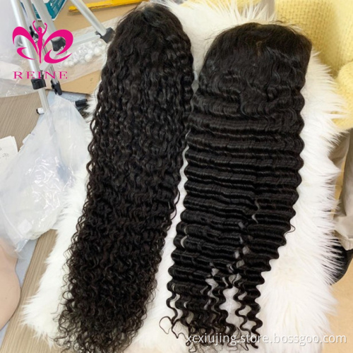 Cuticle Aligned Remy Hair Lace Frontal Pre-Plucked Brazilian Virgin Human Hair Deep Wave 13x4 double drawn human hair wigs